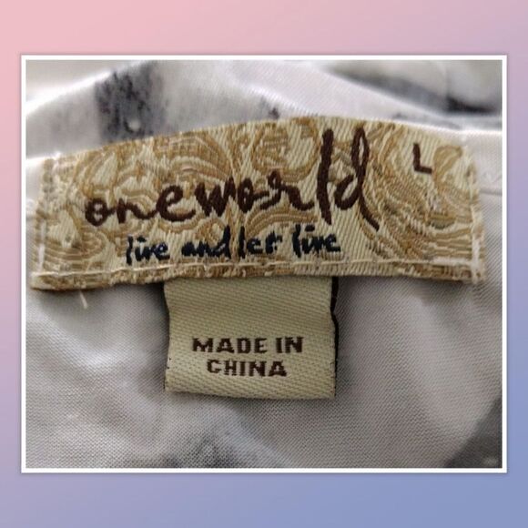 One World Flowy Top With Silver And Gold Sequins Size L - Picture 4 of 4